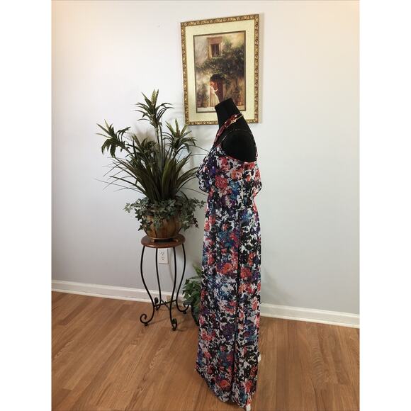 Xhilaration Maxi Dress S/P Partial Lined Layered Empire Elastic Waist Cottage - Picture 4 of 7